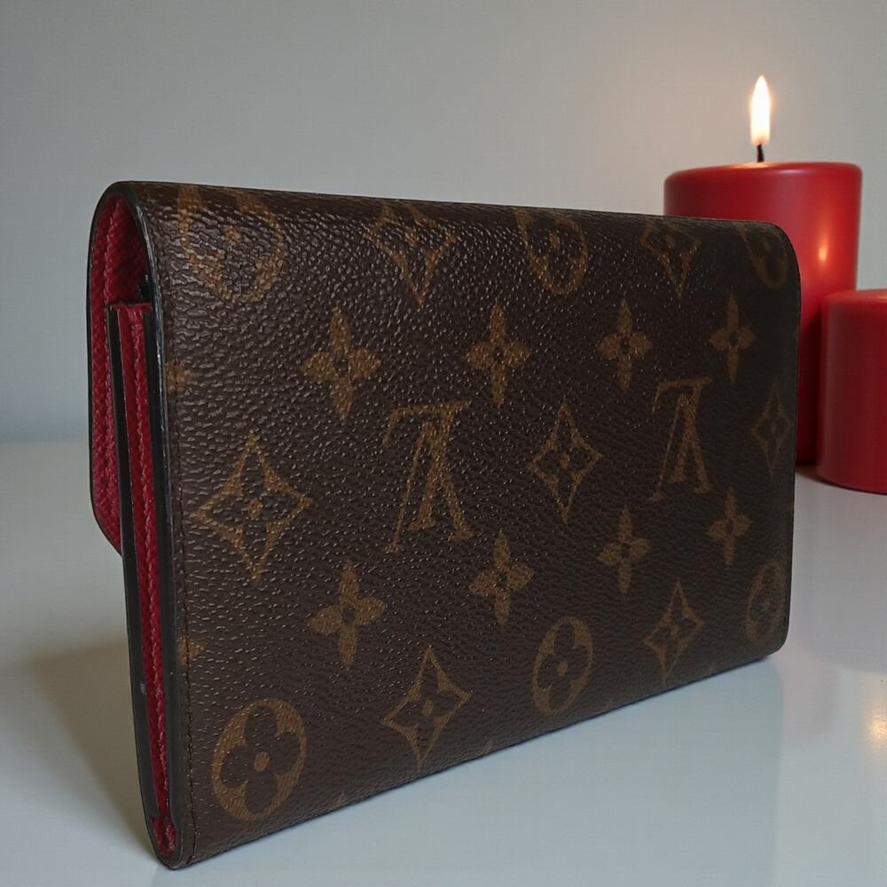 Authentic Louis Vuitton Emilie Logo Canvas Pink Leather Wallet & Gold Chain COA - Picture 5 of 14